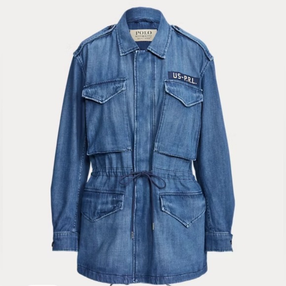 Polo Ralph Lauren Jackets & Blazers - Polo Ralph Lauren - Oversized Women’s  Denim Jacket Blue Military Style Sz S